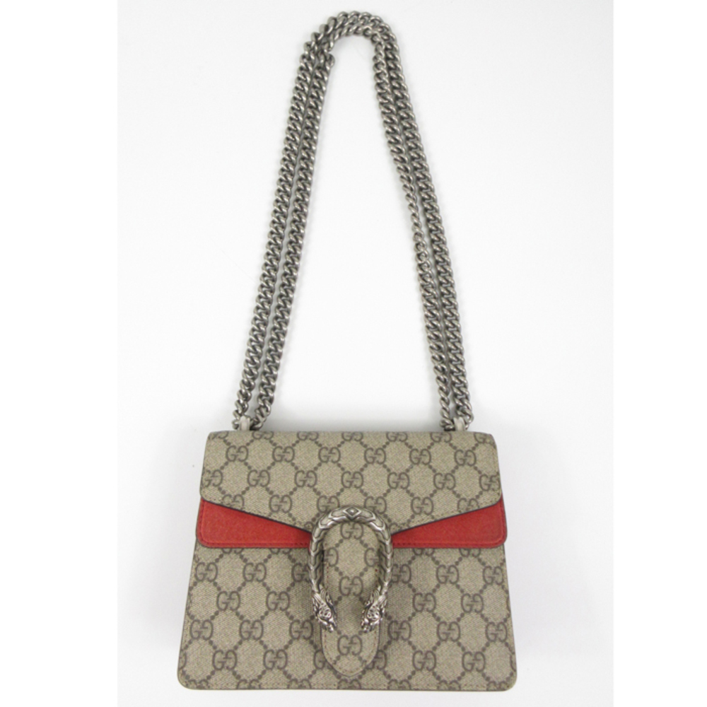 Gucci GG Chain Shoulder Bag Supreme Beige Brown